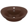 Lavabo lujoso ovalado rebosadero cerámica marrón oscuro mate de vidaXL, Lavabos - Ref: Foro24-146940, Precio: 81,12 €, Descue...