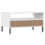 Mesa de centro patas metal OSLO madera maciza blanco 85x50x45cm de vidaXL, Mesas de centro - Ref: Foro24-351035, Precio: 63,2...