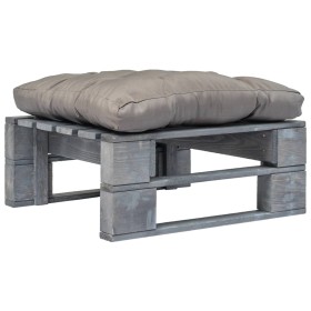 Pallet ottoman for garden, gray wood and gray cushion by vidaXL, Outdoor ottomans - Ref: Foro24-275282, Price: 56,99 €, Disco...