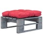 Pallet ottoman for garden gray wood and red cushion by vidaXL, Outdoor ottomans - Ref: Foro24-275283, Price: 59,33 €, Discoun...