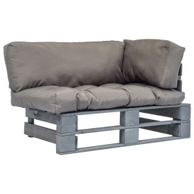 Garden sofa made of pallets with gray cushions and pine wood. by vidaXL, Outdoor sofas - Ref: Foro24-275294, Price: 132,99 €,...