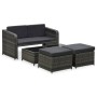 Muebles jardín 4 pzas y cojines ratán sintético gris antracita de vidaXL, Conjuntos de jardín - Ref: Foro24-48196, Precio: 38...