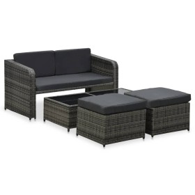 Garden furniture set 4 pieces with anthracite gray synthetic rattan cushions by vidaXL, Garden sets - Ref: Foro24-48196, Pric...