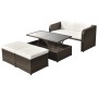 Set muebles de jardín 4 piezas y cojines ratán sintético marrón de vidaXL, Conjuntos de jardín - Ref: Foro24-42480, Precio: 3...