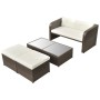 Set muebles de jardín 4 piezas y cojines ratán sintético marrón de vidaXL, Conjuntos de jardín - Ref: Foro24-42480, Precio: 3...