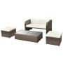 4-teiliges Gartenmöbel-Set und braune synthetische Rattankissen von vidaXL, Gartensets - Ref: Foro24-42480, Preis: 379,14 €, ...