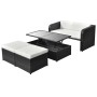 4-piece garden furniture set and black synthetic rattan cushions by vidaXL, Garden sets - Ref: Foro24-42481, Price: 432,93 €,...