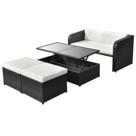 4-piece garden furniture set and black synthetic rattan cushions by vidaXL, Garden sets - Ref: Foro24-42481, Price: 447,91 €,...