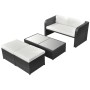 Set de muebles de jardín 4 pzas y cojines ratán sintético negro de vidaXL, Conjuntos de jardín - Ref: Foro24-42481, Precio: 4...