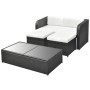 Set de muebles de jardín 4 pzas y cojines ratán sintético negro de vidaXL, Conjuntos de jardín - Ref: Foro24-42481, Precio: 4...