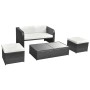 Set de muebles de jardín 4 pzas y cojines ratán sintético negro de vidaXL, Conjuntos de jardín - Ref: Foro24-42481, Precio: 4...