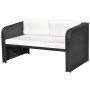 Set de muebles de jardín 4 pzas y cojines ratán sintético negro de vidaXL, Conjuntos de jardín - Ref: Foro24-42481, Precio: 4...