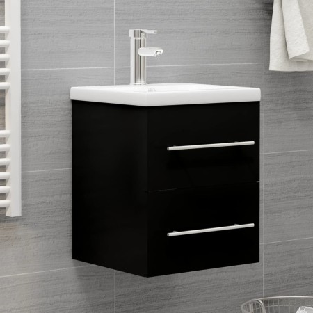 Mueble con lavabo madera de ingeniería negro de vidaXL, Tocadores de baño - Ref: Foro24-3099033, Precio: 136,48 €, Descuento: %