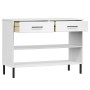 Console cabinet metal legs solid white pine wood OSLO by vidaXL, Side tables - Ref: Foro24-351005, Price: 103,16 €, Discount: %