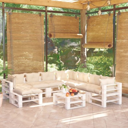 9-piece pallet garden furniture and pine wood cushions by vidaXL, Garden sets - Ref: Foro24-3066223, Price: 732,99 €, Discoun...