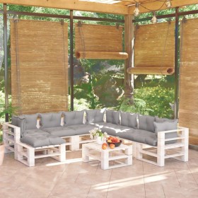 9-piece pallet garden furniture and pine wood cushions by vidaXL, Garden sets - Ref: Foro24-3066224, Price: 680,99 €, Discoun...