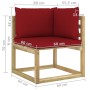 Garten-Ecksofa mit grün imprägnierten Holzkissen von vidaXL, Modulare Sofas für den Außenbereich - Ref: Foro24-3065201, Preis...