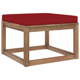 Garden stool footrest with red red cushion by vidaXL, Modular outdoor sofas - Ref: Foro24-3067269, Price: 64,99 €, Discount: %