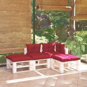 4-piece pallet garden furniture with pine wood cushions by vidaXL, Garden sets - Ref: Foro24-3066243, Price: 261,99 €, Discou...