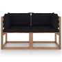 2-seater pallet garden sofa with black cushions by vidaXL, Garden sets - Ref: Foro24-3067279, Price: 132,76 €, Discount: %