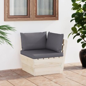 Corner pallet garden sofa with impregnated fir cushions by vidaXL, Modular outdoor sofas - Ref: Foro24-3063348, Price: 79,99 ...