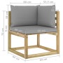 Garten-Ecksofa mit grün imprägnierten Holzkissen von vidaXL, Modulare Sofas für den Außenbereich - Ref: Foro24-3064961, Preis...