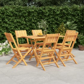 7-piece solid teak wood garden dining set by vidaXL, Garden sets - Ref: Foro24-3155008, Price: 517,99 €, Discount: %