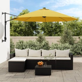 Wall umbrella with yellow LED 290 cm by vidaXL, Umbrellas - Ref: Foro24-362896, Price: 106,47 €, Discount: %