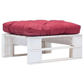 Garten-Palettenhocker mit rot-weißem Holzkissen von vidaXL, Hocker für den Außenbereich - Ref: Foro24-277376, Preis: 63,99 €,...