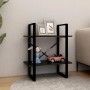 Solid black pine wood 2-level shelf 60x30x70 cm by vidaXL, Bookcases and shelves - Ref: Foro24-806436, Price: 37,99 €, Discou...