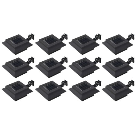 Lámparas solares cuadradas de exterior negras 12 uds LED 12 cm de vidaXL, Iluminación de exterior - Ref: Foro24-277136, Preci...