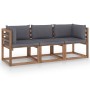 3-seater pallet garden sofa with anthracite cushions by vidaXL, Garden sets - Ref: Foro24-3067284, Price: 181,17 €, Discount: %