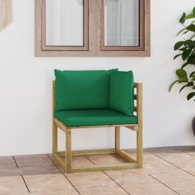 Garden corner sofa with green impregnated wood cushions by vidaXL, Modular outdoor sofas - Ref: Foro24-3065081, Price: 68,09 ...