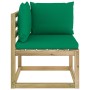 Garten-Ecksofa mit grün imprägnierten Holzkissen von vidaXL, Modulare Sofas für den Außenbereich - Ref: Foro24-3065081, Preis...