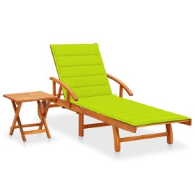 Garden lounger with table and cushion in solid acacia wood by vidaXL, Loungers - Ref: Foro24-3061628, Price: 238,08 €, Discou...