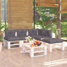 Garden furniture made of 6-piece pallets and pine wood cushions by vidaXL, Garden sets - Ref: Foro24-3066295, Price: 438,99 €...