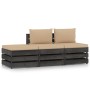 3-piece garden furniture with gray impregnated wood cushions by vidaXL, Garden sets - Ref: Foro24-3068183, Price: 229,85 €, D...