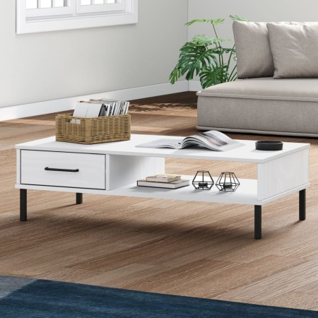 OSLO Couchtisch, Metallbeine, massives weißes Kiefernholz von vidaXL, Couchtisch - Ref: Foro24-351038, Preis: 53,98 €, Rabatt: %