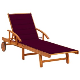 Garden lounger with solid acacia wood cushion by vidaXL, Loungers - Ref: Foro24-3061611, Price: 239,99 €, Discount: %