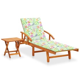 Garden sun lounger with solid acacia wood cushion. by vidaXL, Loungers - Ref: Foro24-3061629, Price: 221,99 €, Discount: %