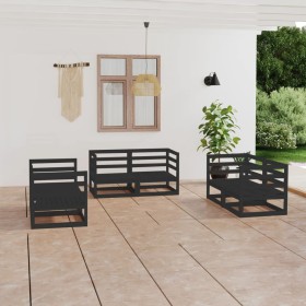 Juego de muebles de jardín 6 piezas negro madera maciza de pino de vidaXL, Conjuntos de jardín - Ref: Foro24-3075443, Precio:...