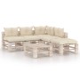 Garden furniture made of 6-piece pallets and pine wood cushions by vidaXL, Garden sets - Ref: Foro24-3066298, Price: 437,73 €...