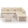 Garden furniture made of 6-piece pallets and pine wood cushions by vidaXL, Garden sets - Ref: Foro24-3066298, Price: 437,73 €...