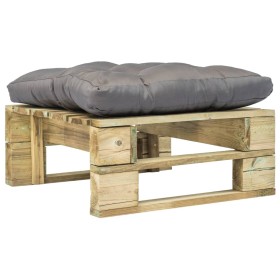 Pallet ottoman for garden green wood and gray cushion by vidaXL, Outdoor ottomans - Ref: Foro24-275279, Price: 63,99 €, Disco...