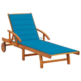 Garden lounger with solid acacia wood cushion by vidaXL, Loungers - Ref: Foro24-3061606, Price: 239,99 €, Discount: %