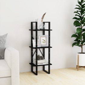 3-tier solid black pine wood shelf 40x30x105 cm by vidaXL, Bookcases and shelves - Ref: Foro24-806496, Price: 49,99 €, Discou...