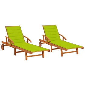 Sun loungers with cushions 2 units solid acacia wood by vidaXL, Loungers - Ref: Foro24-3077341, Price: 319,45 €, Discount: %