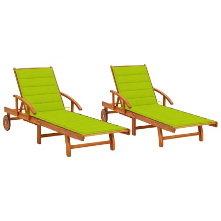 Sun loungers with cushions 2 units solid acacia wood by vidaXL, Loungers - Ref: Foro24-3077341, Price: 319,10 €, Discount: %