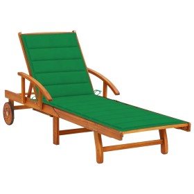 Garden lounger with solid acacia wood cushion by vidaXL, Loungers - Ref: Foro24-3061607, Price: 162,77 €, Discount: %