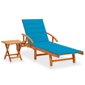 Garden lounger with solid acacia wood cushion by vidaXL, Loungers - Ref: Foro24-3061621, Price: 238,08 €, Discount: %